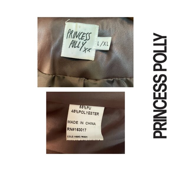 Princess Polly | Axel Faux Leather Jacket, Brown, Size L/XL - Picture 4 of 4
